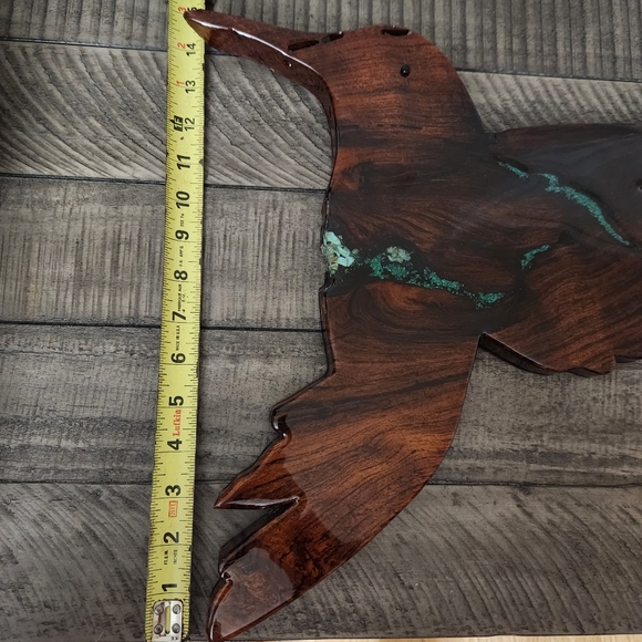 Handcrafted Wood Carved Hummingbird Turquoise Wall Hanging Signed Tammy Ireland - Picture 10 of 12
